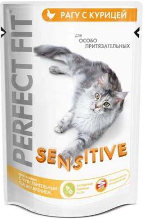 Корм Перфект Фит для чувствительных кошек с индейкой, пауч, 75г