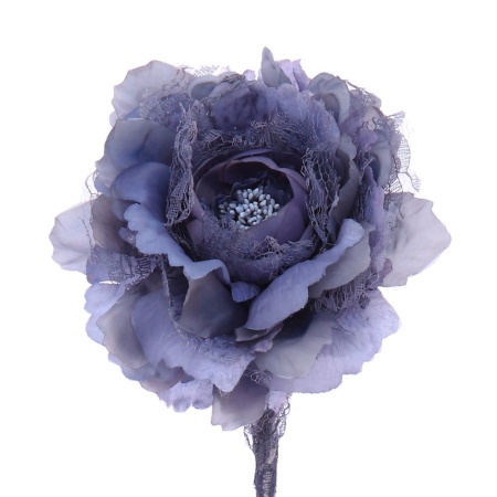 Цветок искусственный роза пышная синий дым 13х13х74см