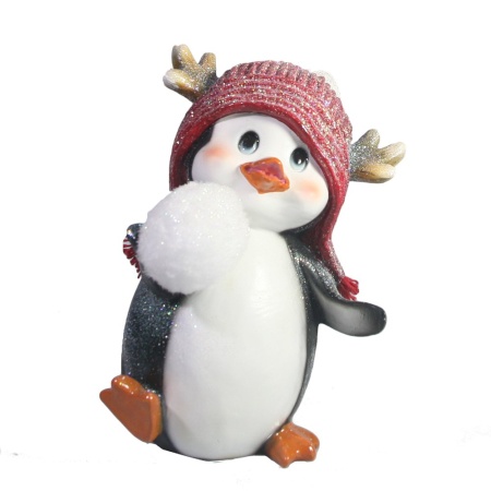 Фигура декоративня Пингвиненок со снежком, полистоун 12х11х17см