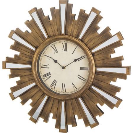 Часы настенные кварцевые Швейцарский Дом Солнце, пластик бронза 50х50х4см