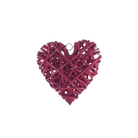 Украшение новогоднее Сердце плетеное красное 20х4х20см дерево арт.401854