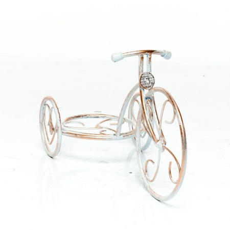 Подставка для цветка Велосипед металл белый с золотом 24х19х42см арт.95-040