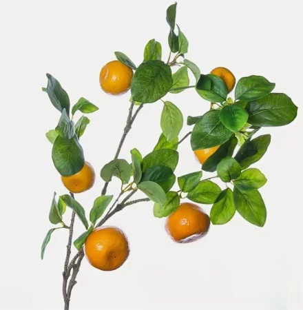 Цветок искусственный Ветка с апельсинами, 65см, оранжевый 123241