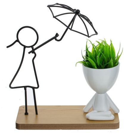 Композиция цветочная Девочка с зонтом 22х10х24см арт.789882