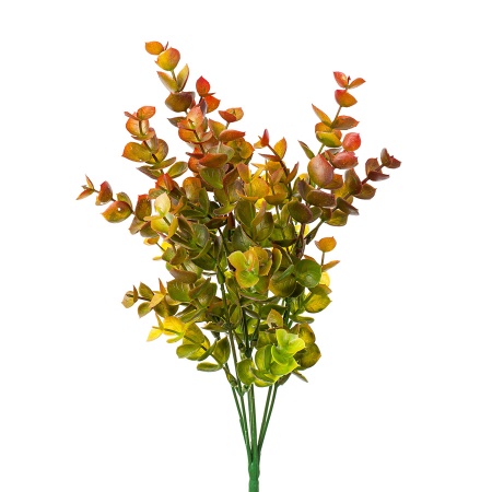 Цветок искусственный Эвкалипт на вставке зеленый-красный 32см