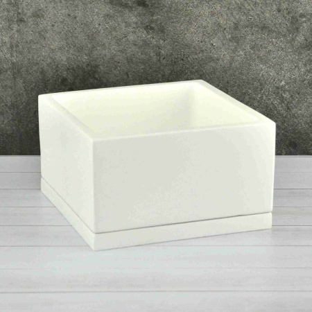 Горшок кубик 15х15х9см 1,2л композитный бетон, белый арт.651641