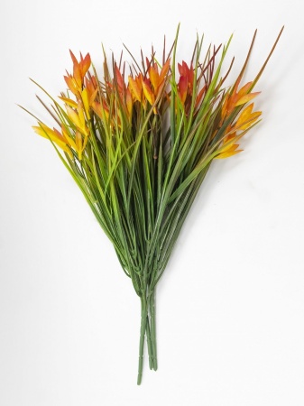 Цветок искусственный Зелень с цветами на вставке оранжевый 34см арт.FA-0187H/OR