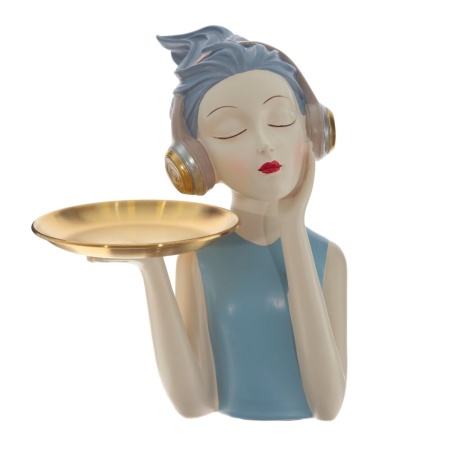 Фигурка декоративная Девушка голубой полимерный материал 21х19х26см
