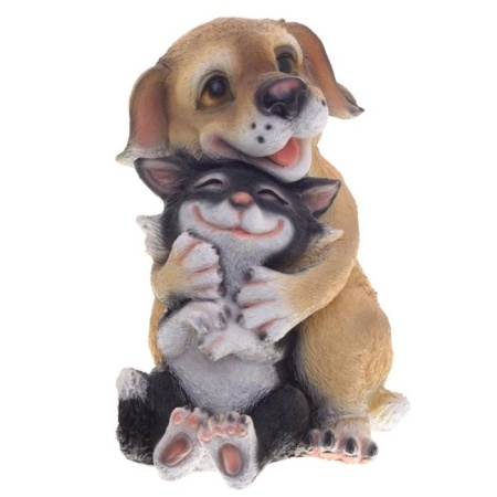 Фигура декоративная Собачка с кошкой, полистоун 20х18х27см
