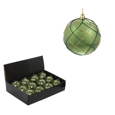 Украшение новогоднее Шар Алмазная сетка зеленый 1шт 8см арт.744619