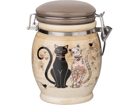 Емкость для сыпучих продуктов Парижские коты Керамика 15см 750мл