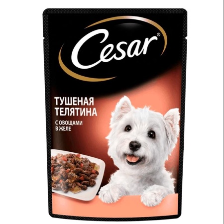 Корм для собак Цезарь тушеная телятина с овощами пауч 85г