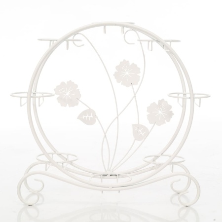 Подставка для цветов на подоконник на 8 цветков из трубки белый 50х14х56см, металл арт.41-006W